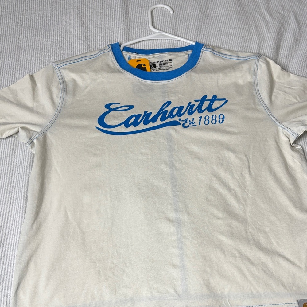 Carhartt Cream and Blue Graphic Tee